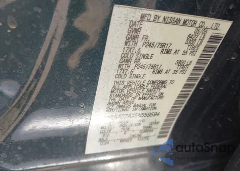 2005 Nissan Titan Xe from USA, damaged, VIN 1N6AA07AX5N559594